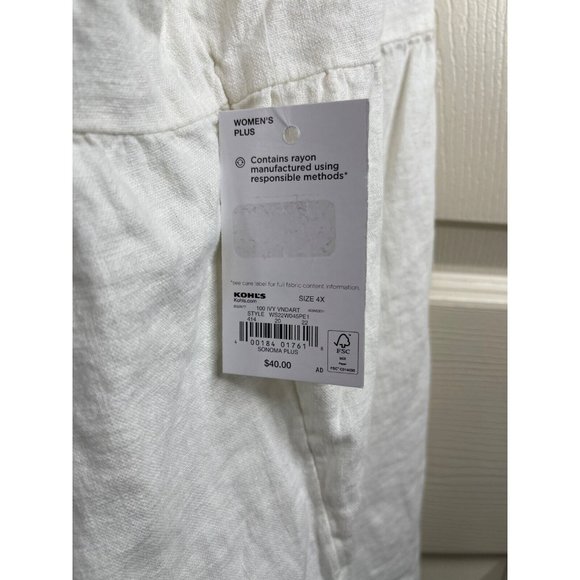 Sonoma Top Womens Plus Size 4X Dolman Sleeve Embroidered Boho Cream NWT - Picture 10 of 12